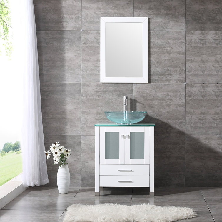 Ebern Designs Abniel 24'' Single Bathroom Vanity Set with Mirror & Reviews Wayfair